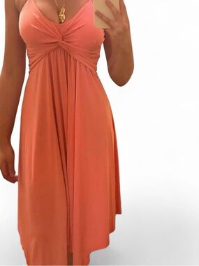 Sleeveless Twist-Front Coral Dress